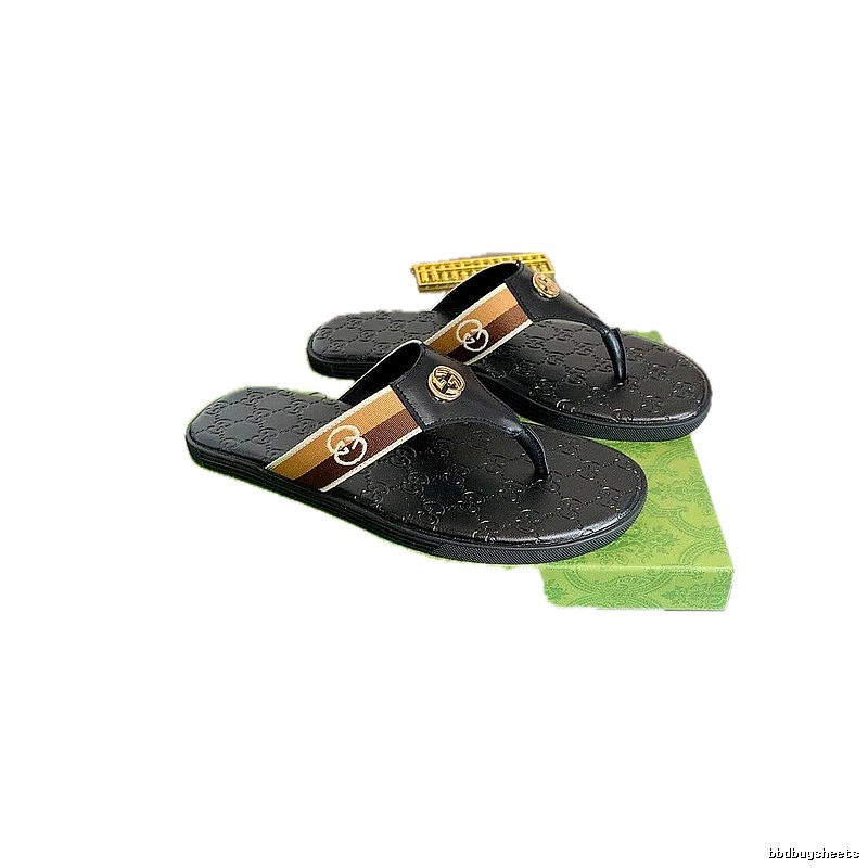 Gucci Double G Series Light Luxury Style Black Flip Flops