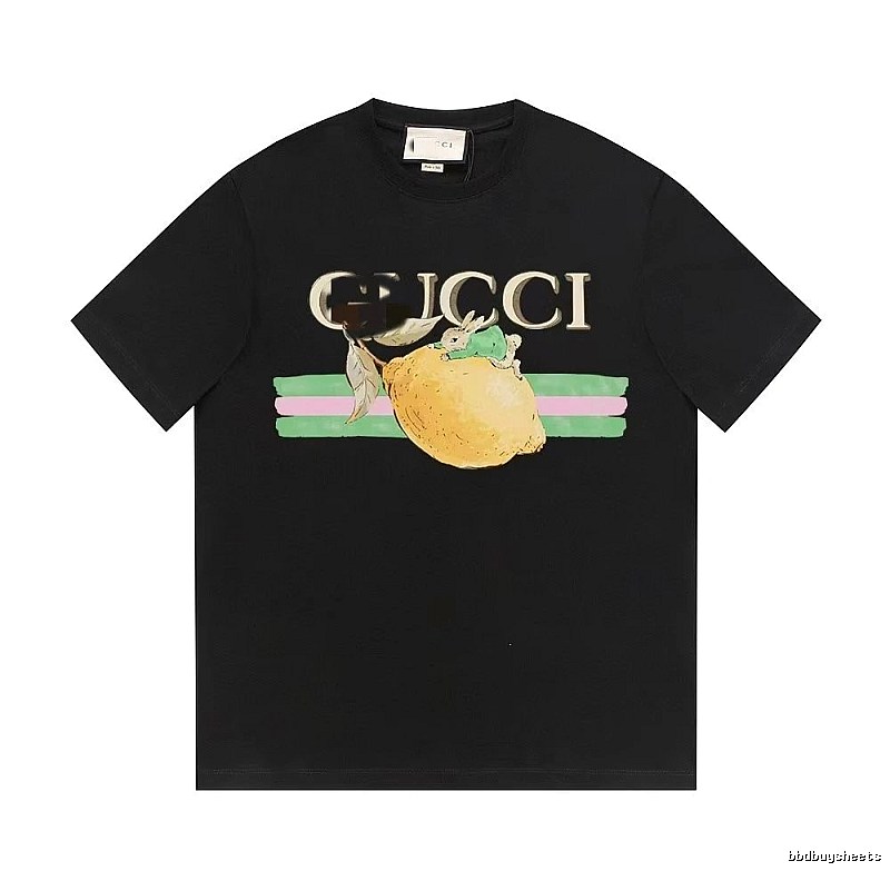 Gucci Lemon Print Casual Style Black T-shirt