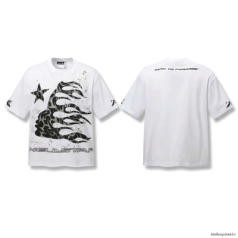 Hellstar Flame Print Style White T-shirt