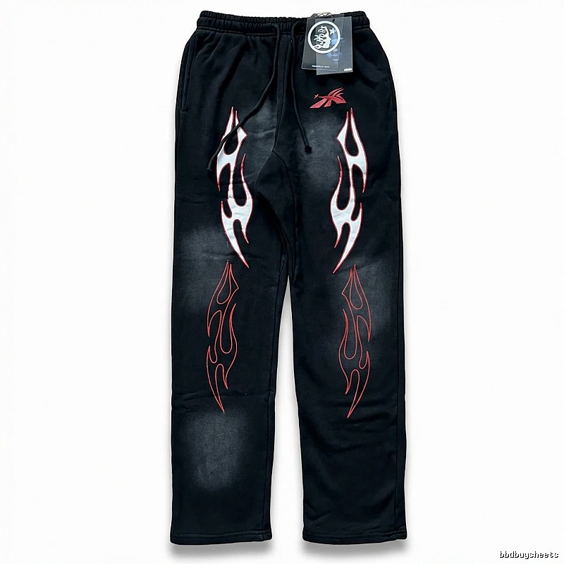 Hellstar Flame Wind Black Sweatpants