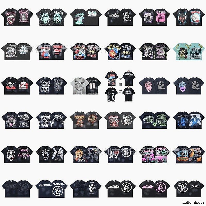 Hellstar Graffiti Collection Street Style Black Short Sleeve T-Shirt