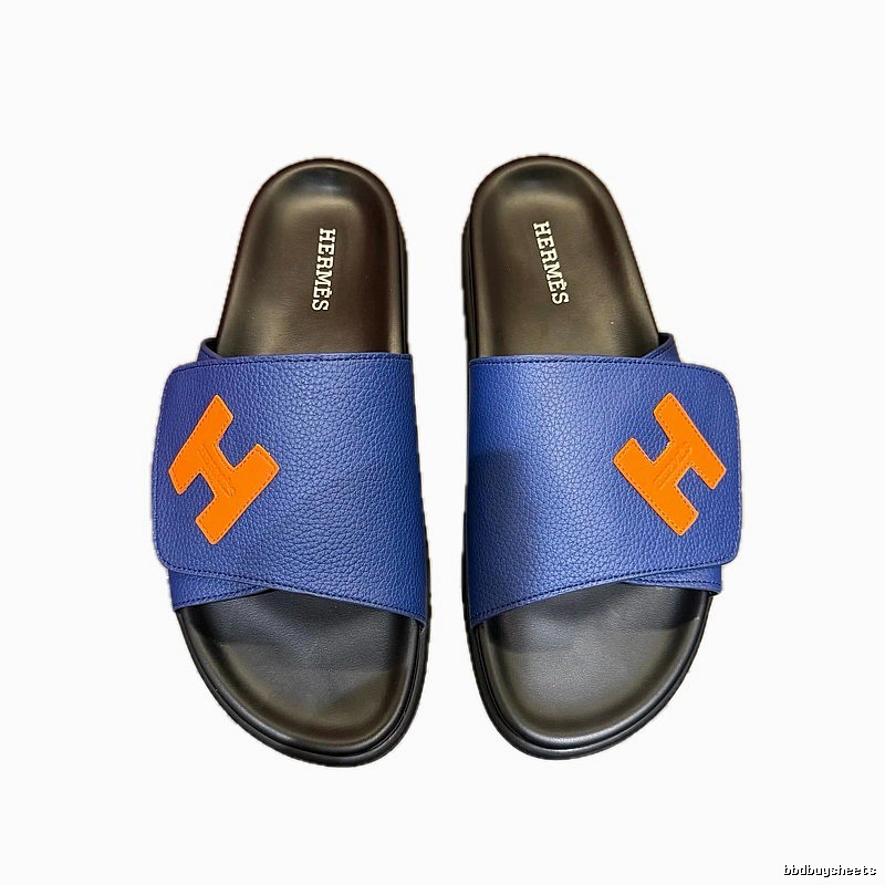 Hermès H-buckle Light Luxury Style Blue Slide Sandals