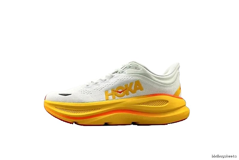 HOKA trendy brand white and yellow sports shoes
