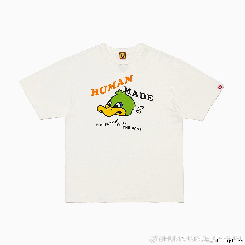 HUMAN MADE Green Duck Print Japanese Streetwear Off-white Short-sleeve T-shirt