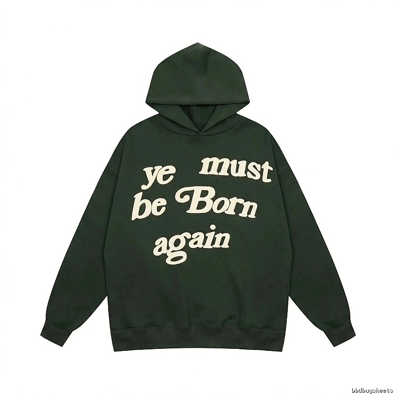 Kanye retro-style dark green hoodie