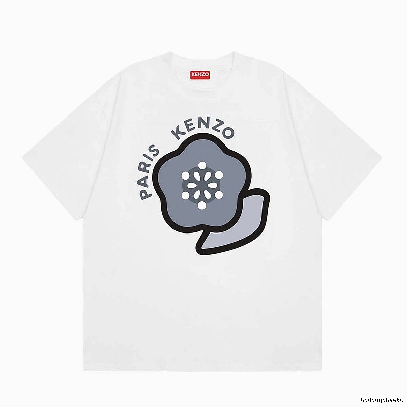 KENZO Begonia Print Casual Style White T-Shirt