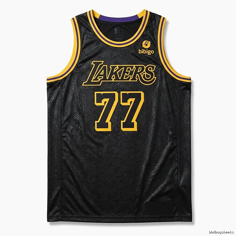 Lakers No. 77 black and yellow basketball uniform
