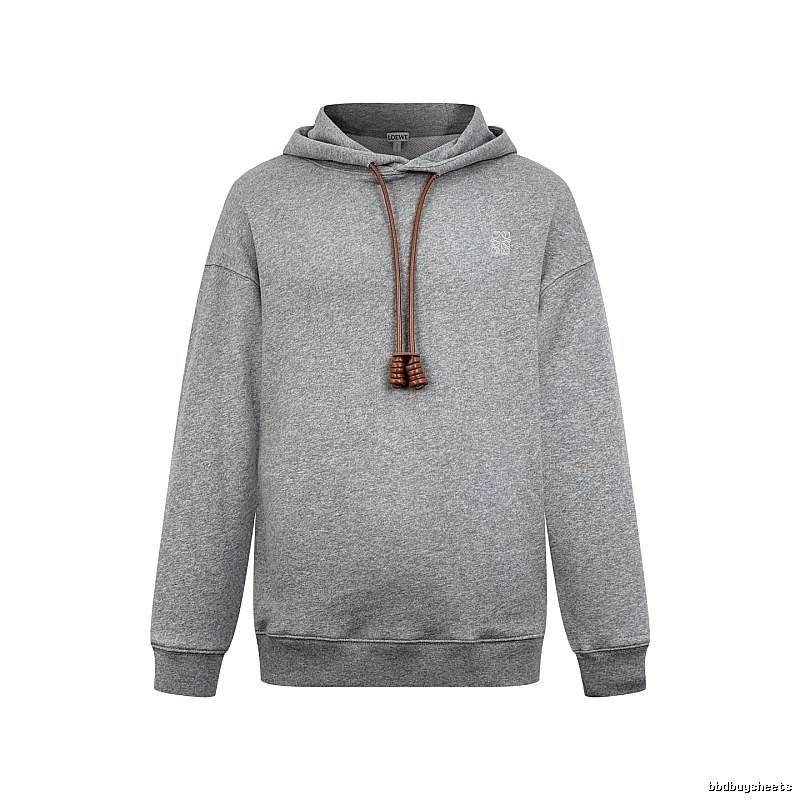LOEWE Gray Hoodie with Drawcord Detail Hoodie for Travel Look
