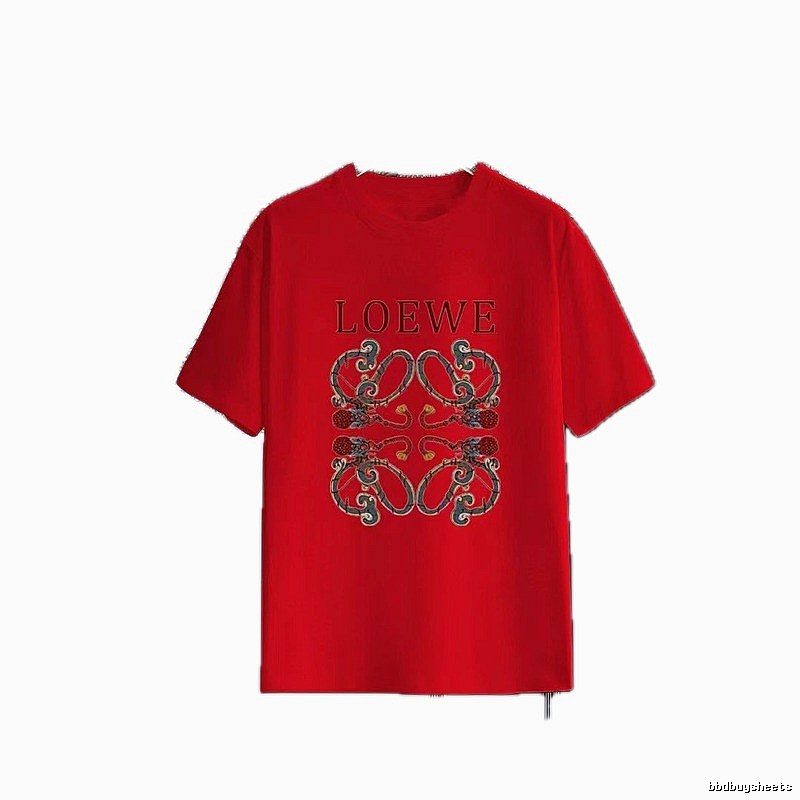 LOEWE Totem Print Vintage-Style Red T-Shirt
