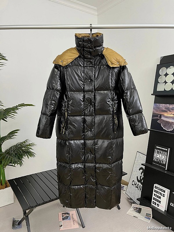Long Puffer Coat in Black by Moncler