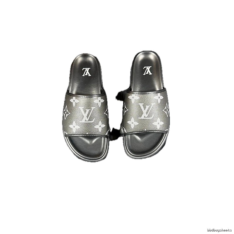 Louis Vuitton Classic Monogram Light Luxury Black and Grey Slide Sandals