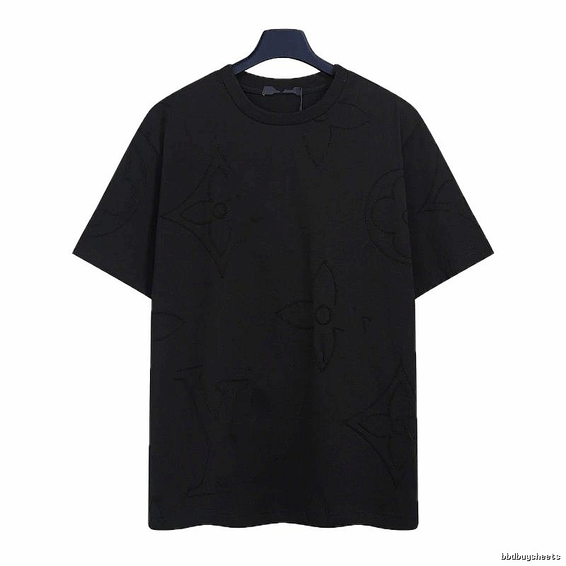Louis Vuitton Embroidered Monogram Trendy Black T-Shirt