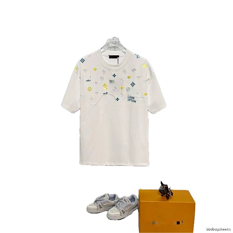Louis Vuitton Embroidered Monogram White Streetwear T-Shirt