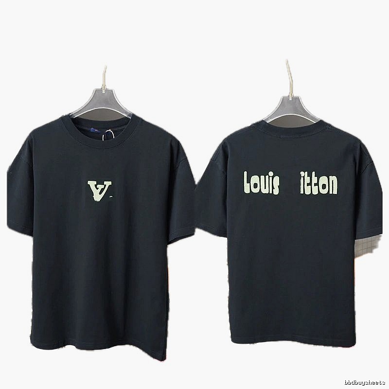 Louis Vuitton Letter Print Casual Style Black T-Shirt