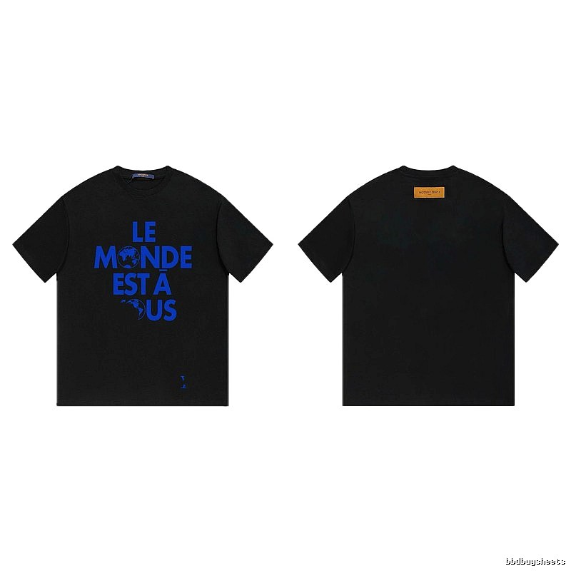 Louis Vuitton Letter Print Cool Trendy Style Black T-shirt
