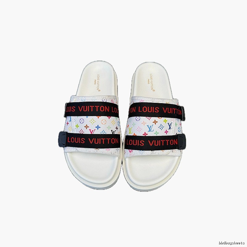 Louis Vuitton Multicolore Monogram Trendy White Slide Sandals