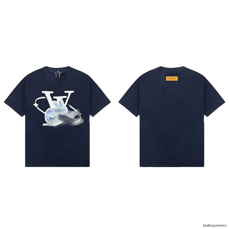 Louis Vuitton Year of the Rabbit Trendy Navy Blue Short Sleeve T-Shirt
