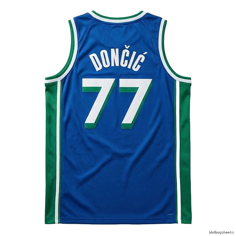 Luka Doncic's No. 77 blue-green basketball jersey