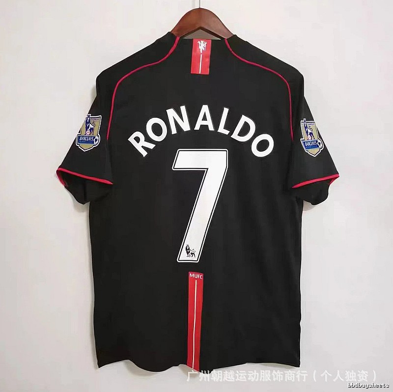 Manchester United Lightweight Beckham #7 soccer jersey White Black Retro for Gift Ideas