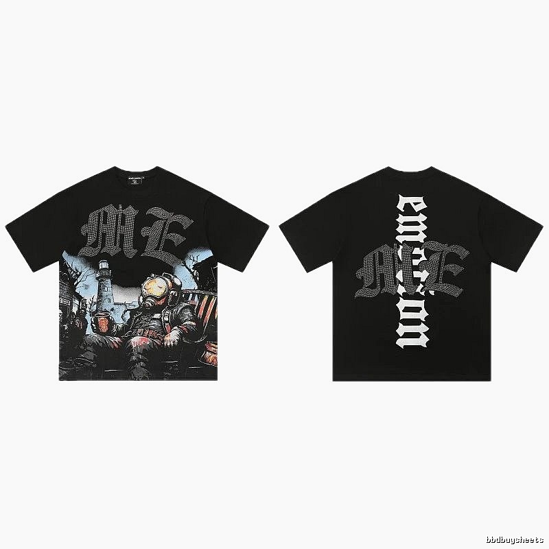 Mixed Emotion Printed Dark-style Black T-Shirt