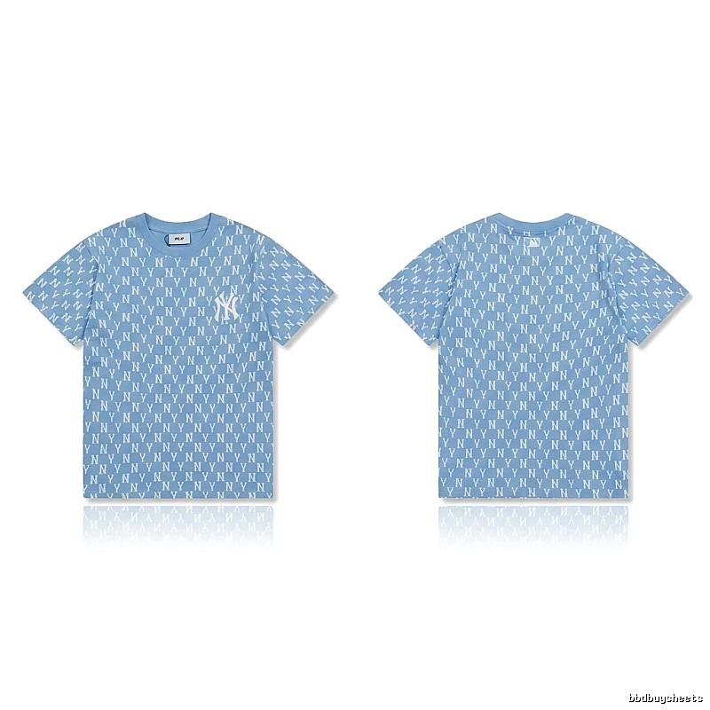 MLB full - print style light blue T - shirt