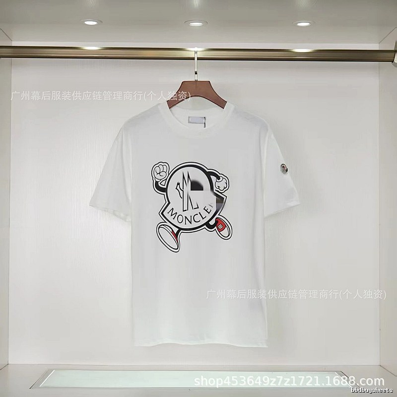 Moncler Cartoon Print Casual Style White T-Shirt