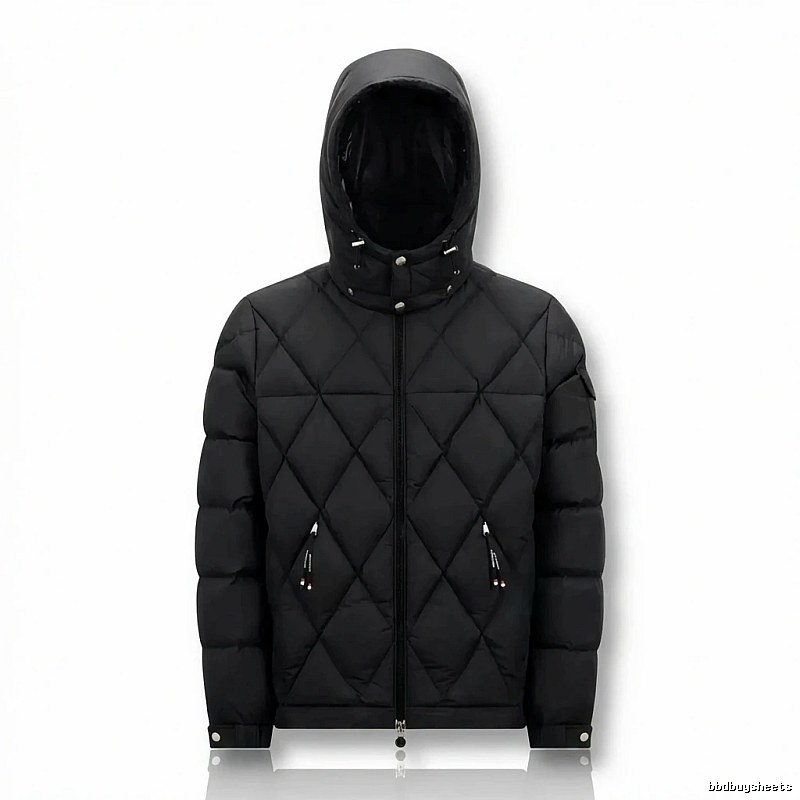 Moncler diamond-check trendy and cool style black down jacket