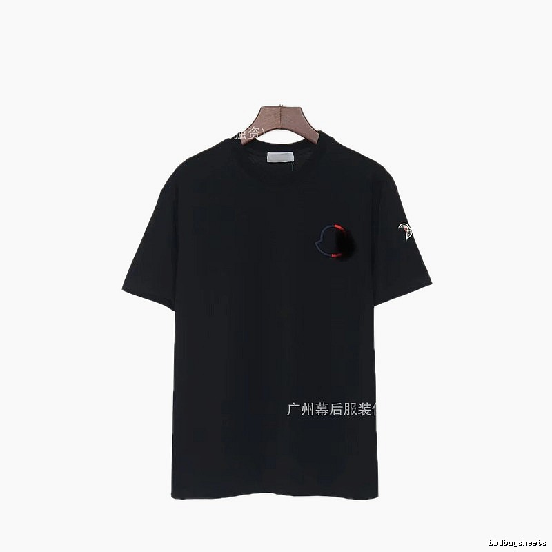 Moncler Embroidered Casual Black Short-sleeve T-shirt