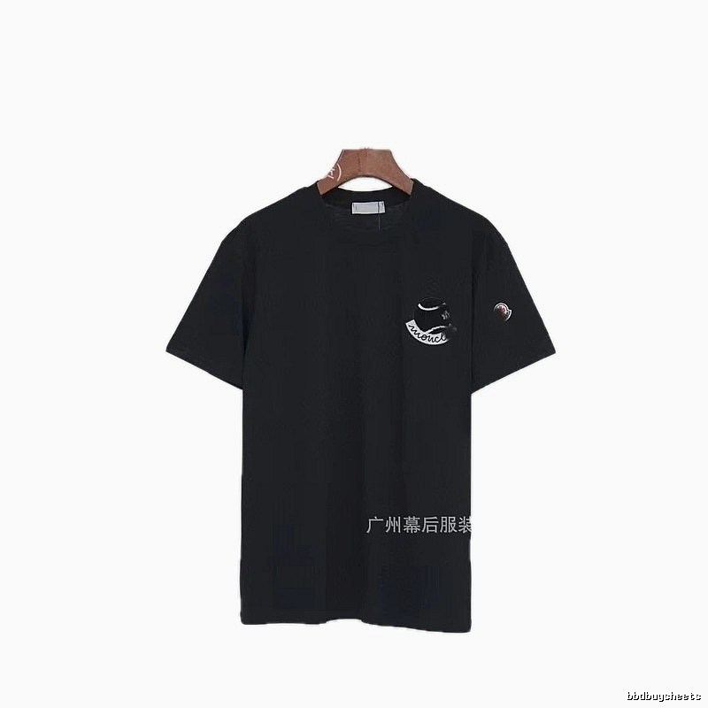 Moncler Embroidered Casual Black Short-sleeve T-shirt