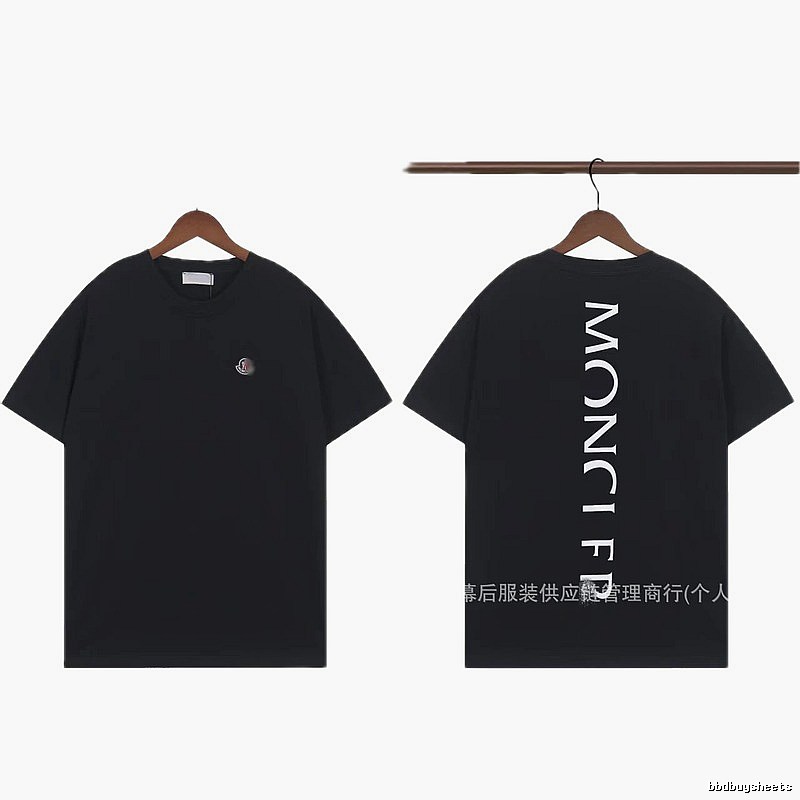Moncler Letter Print Casual Style Black T-Shirt