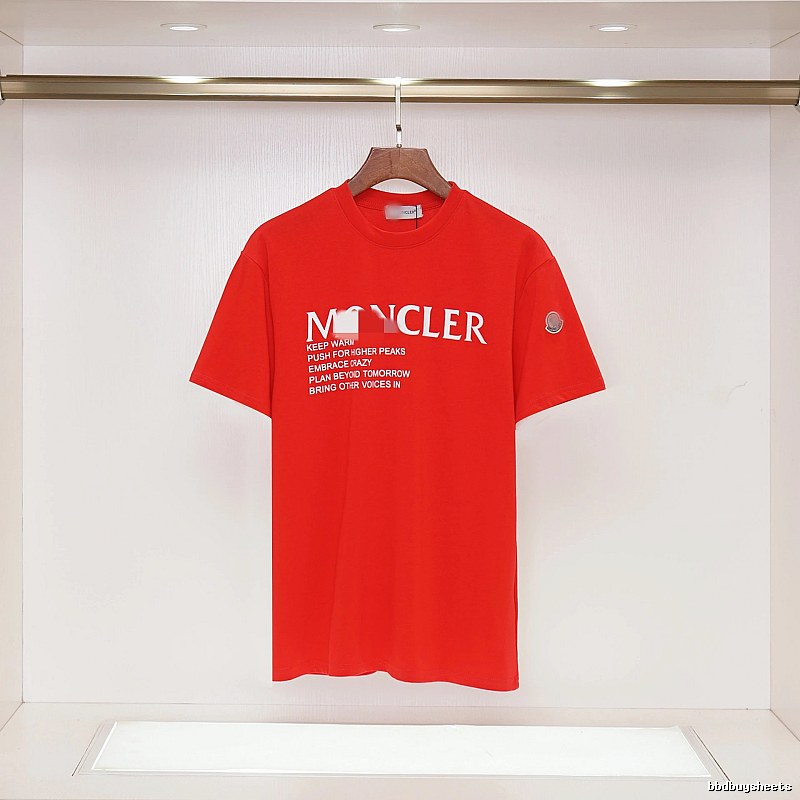 Moncler Letter Print Casual Style Red T-Shirt