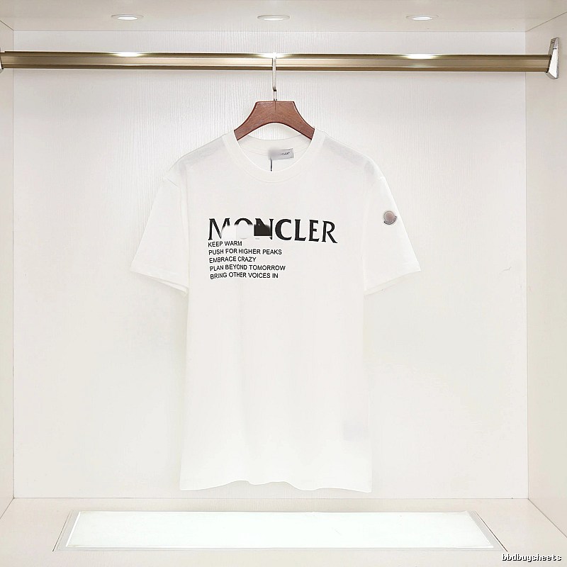 Moncler Letter Print Casual Style White T-Shirt