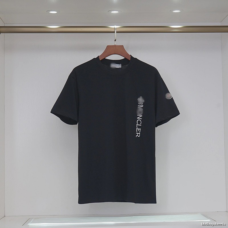 Moncler Letter Print Minimalist Style Black T-Shirt