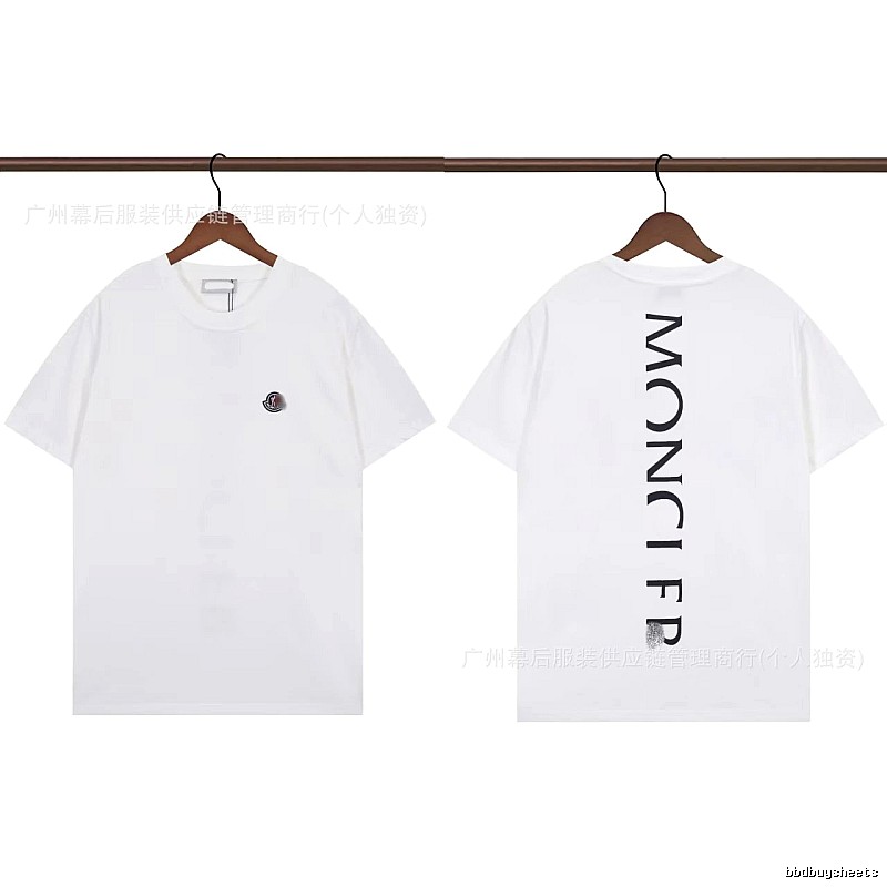 Moncler Letter Print Trendy Style White T-Shirt