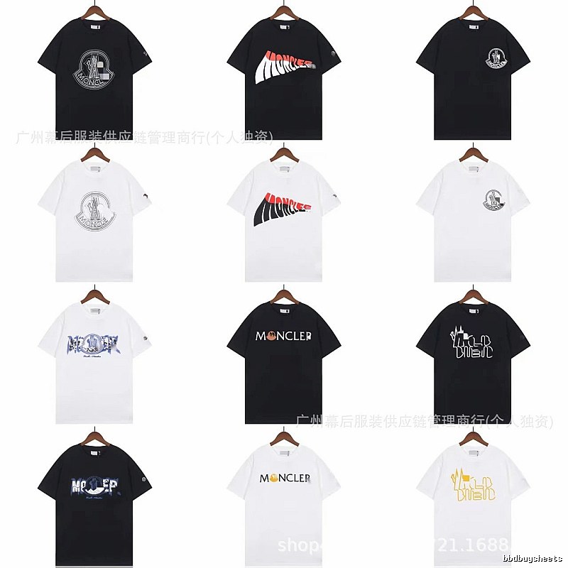 Moncler Logo Printed Trendy Black & White Short-Sleeve T-Shirt