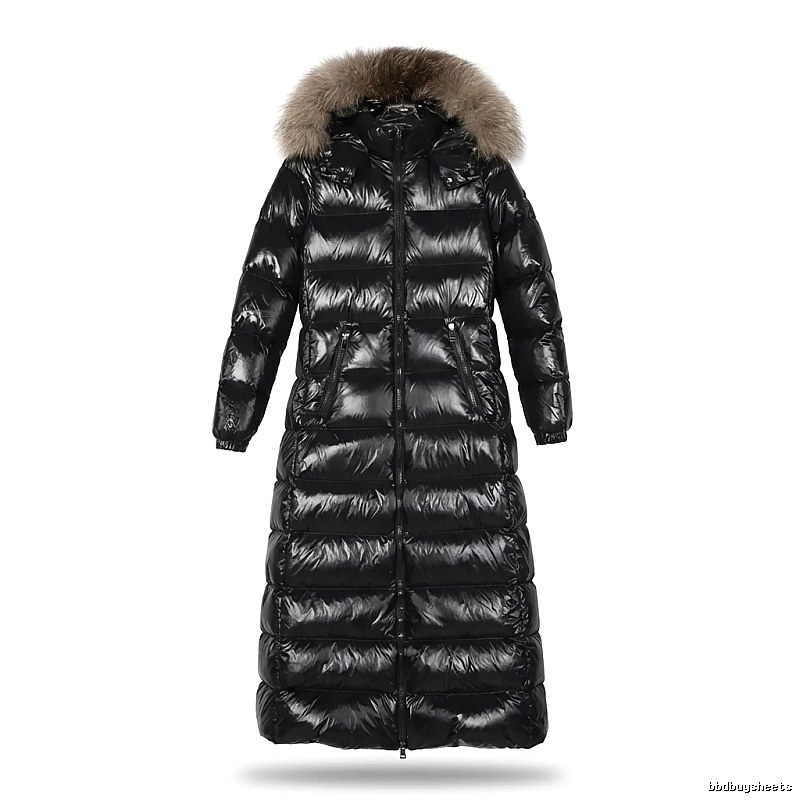 Moncler long shiny black down jacket