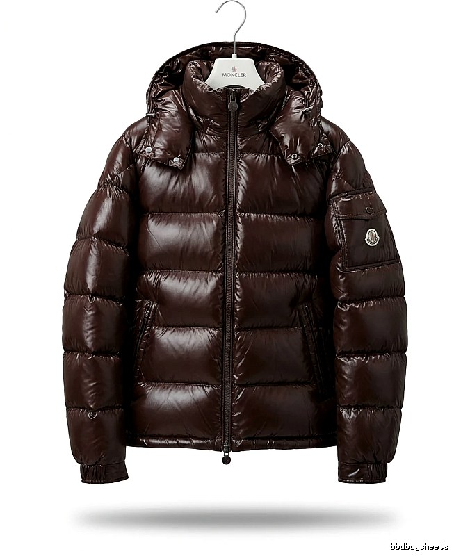 Moncler shiny short brown down jacket