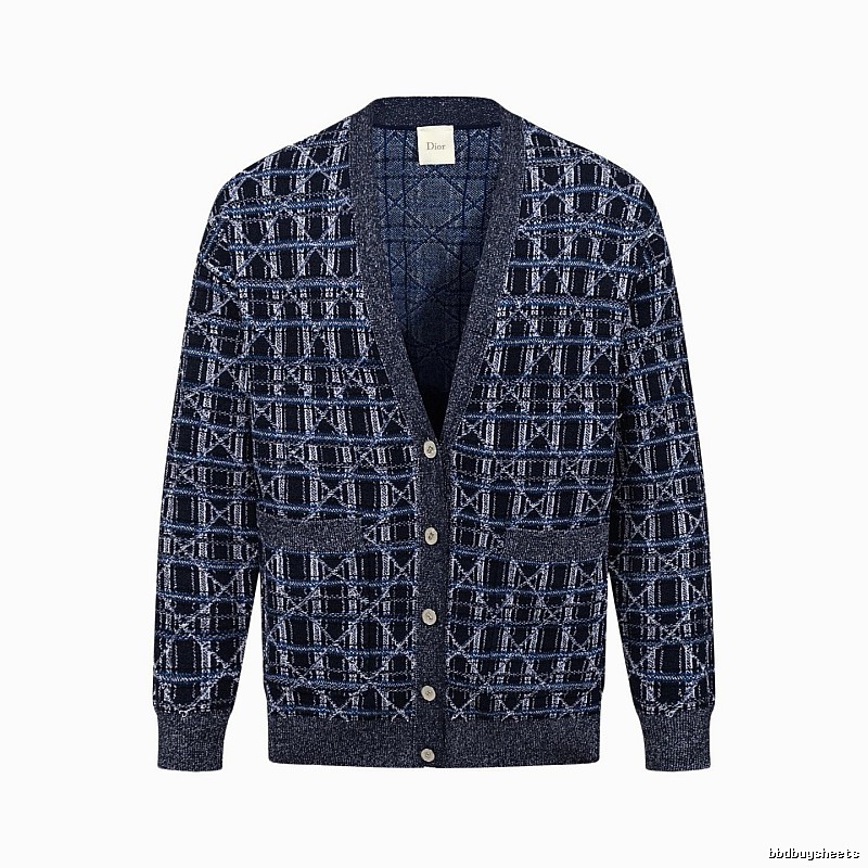 Navy Dior Button-front Cardigan for Layered Winter Looks
