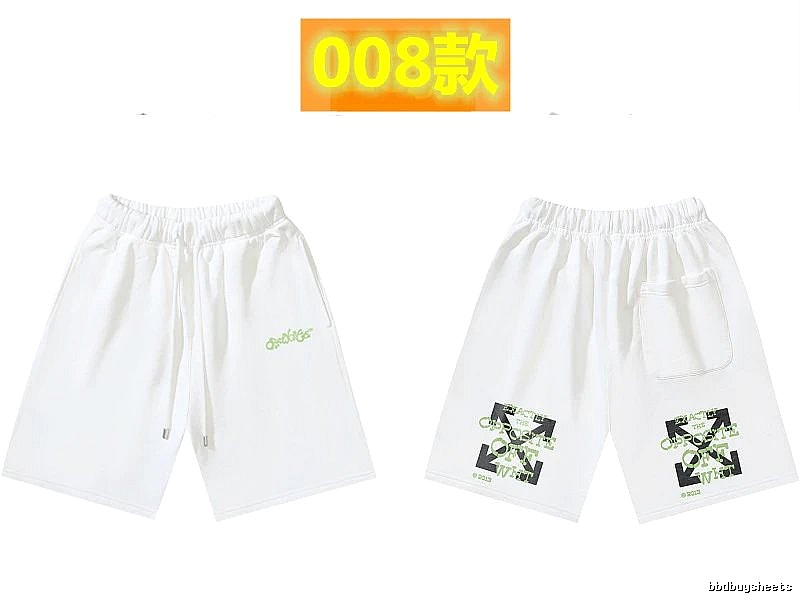 Off-White 008 style white trendy brand shorts