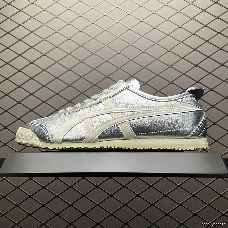 Onitsuka Tiger Low-Top Sneakers, Classic Lace-Up in Silver and Cream
