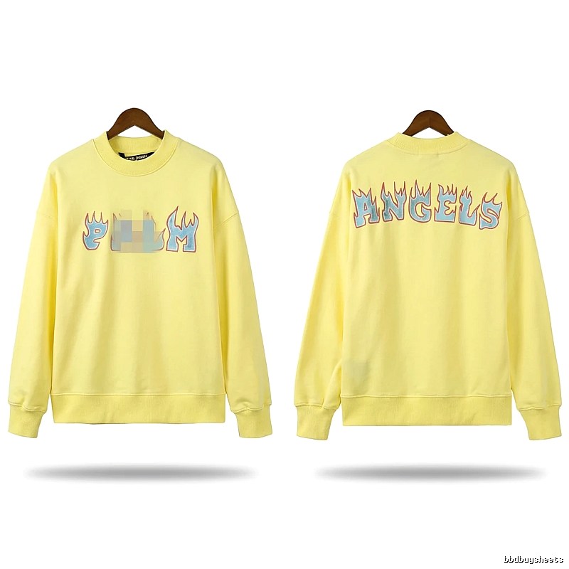 Palm Angels Flame Trendy Brand Yellow Sweatshirt
