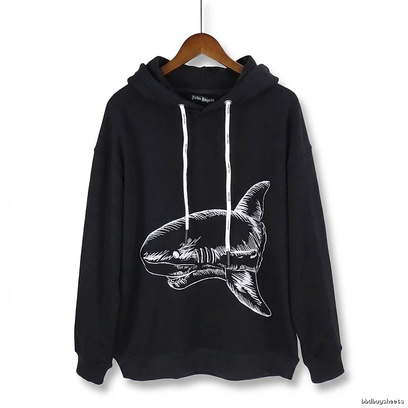 Palm Angels Shark Print Black Hoodie