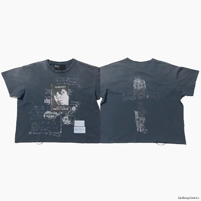 Paly Hollywood Portrait Graffiti Vintage Washed Grey T-shirt