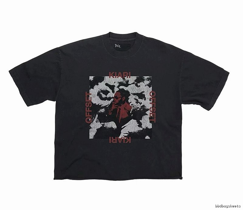 Paly Hollywood Portrait Print Street Style Black T-Shirt