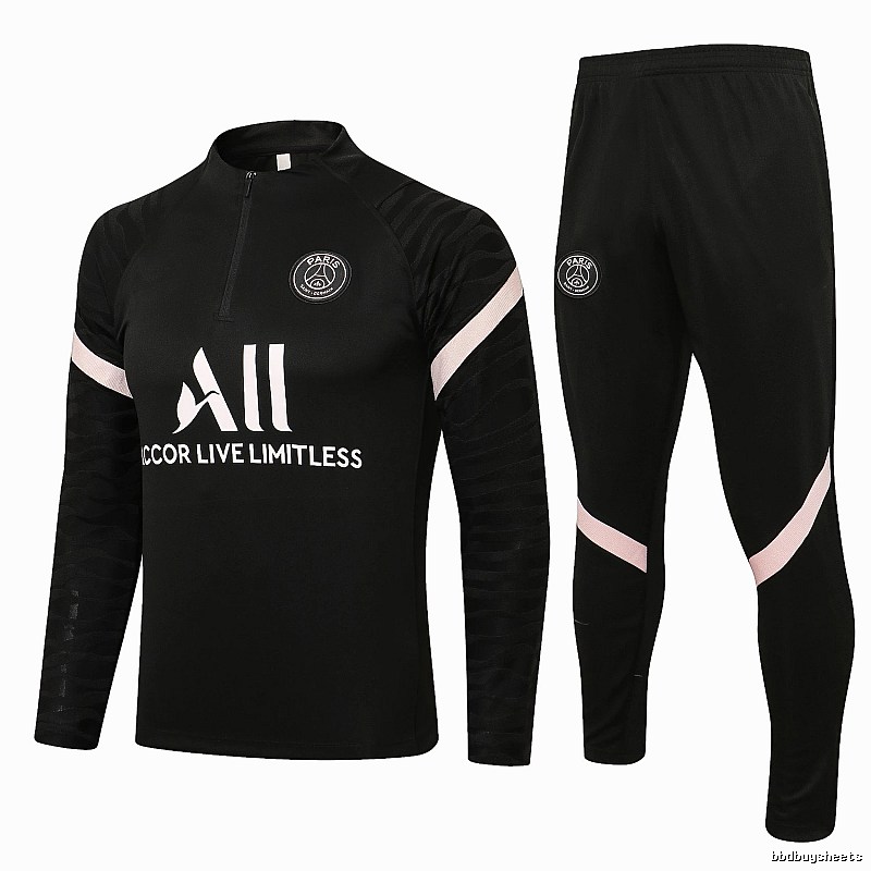 Paris Saint-Germain 2021-22 Black Training Tracksuit Set Everyday Rotation