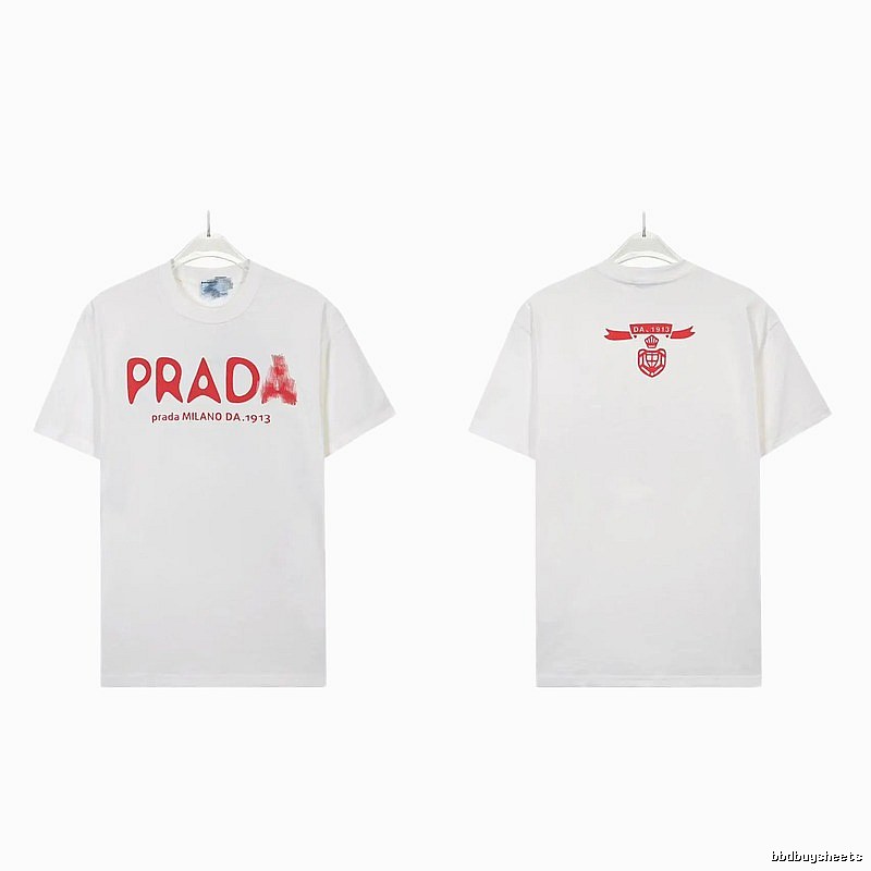 Prada Graffiti Collection Casual Style White Short-sleeve T-shirt