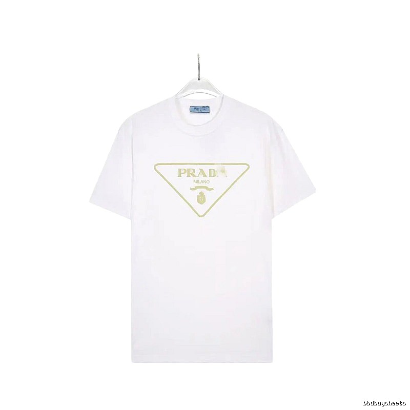 Prada Triangle Logo Casual Style White Short-sleeve T-shirt