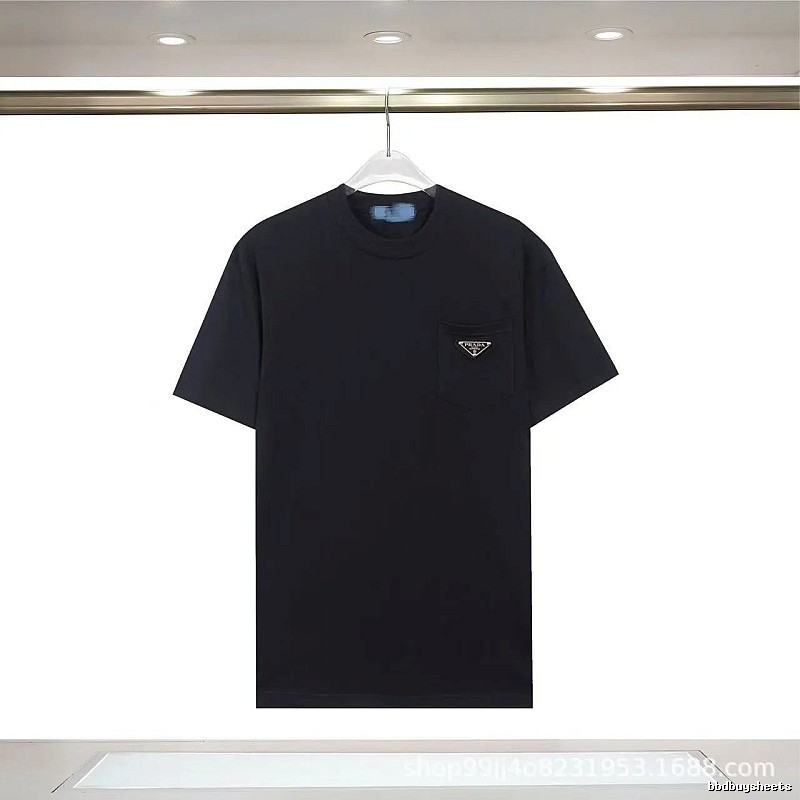 Prada Triangle Logo Minimalist Style Black Short-sleeve T-shirt