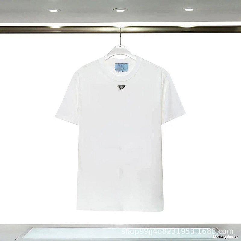 Prada Triangle Logo Minimalist Style White T-Shirt