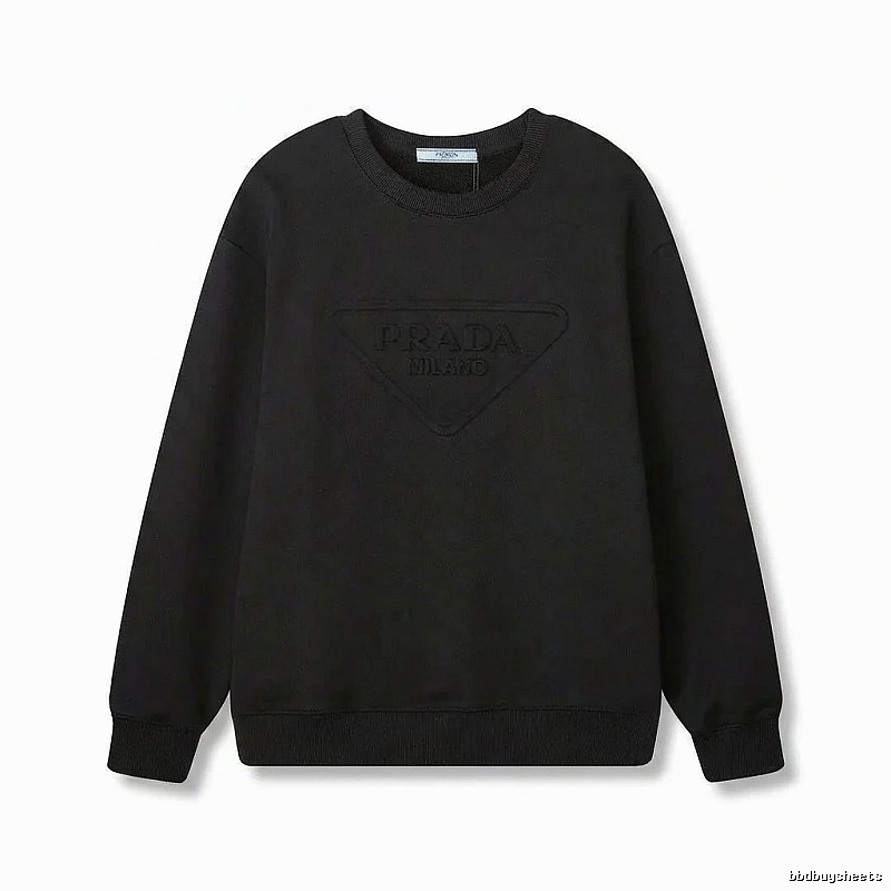 Prada triangular logo simple black sweatshirt